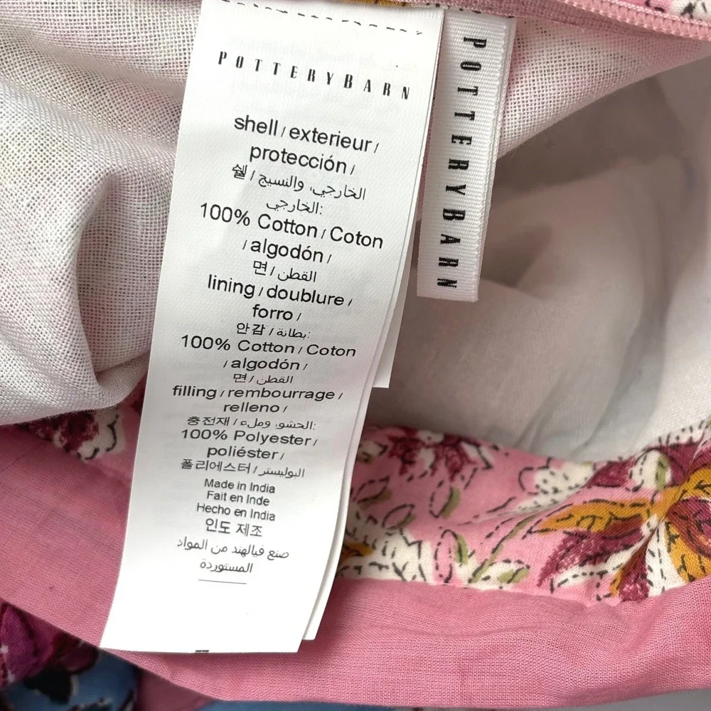 Pottery Barn Shannon Reversible King Sham Blue Pink Floral Cotton Quilted Multi